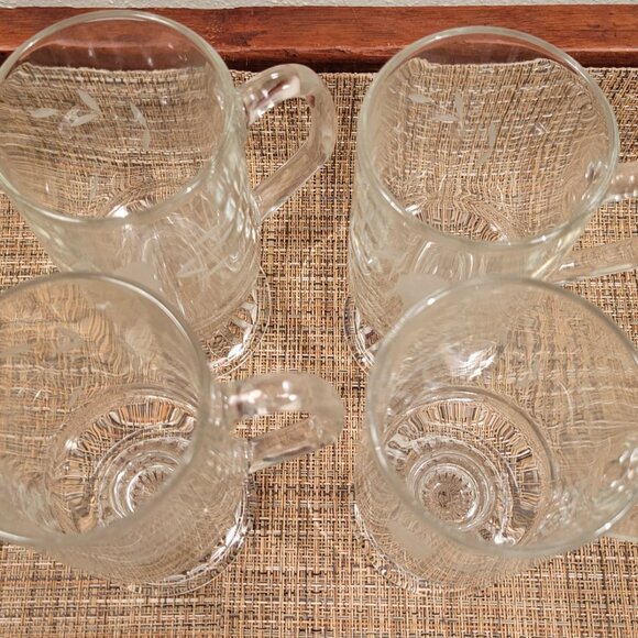 FOUR (4) Princess House Heritage Etched Crystal Footed Irish Coffee Mugs Cups - Picture 5 of 10